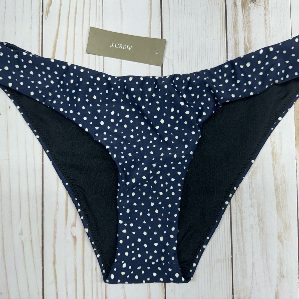 J. Crew Navy Hipster Low Rise Tiny Dot Bikini Bottom Swimwear Size XS